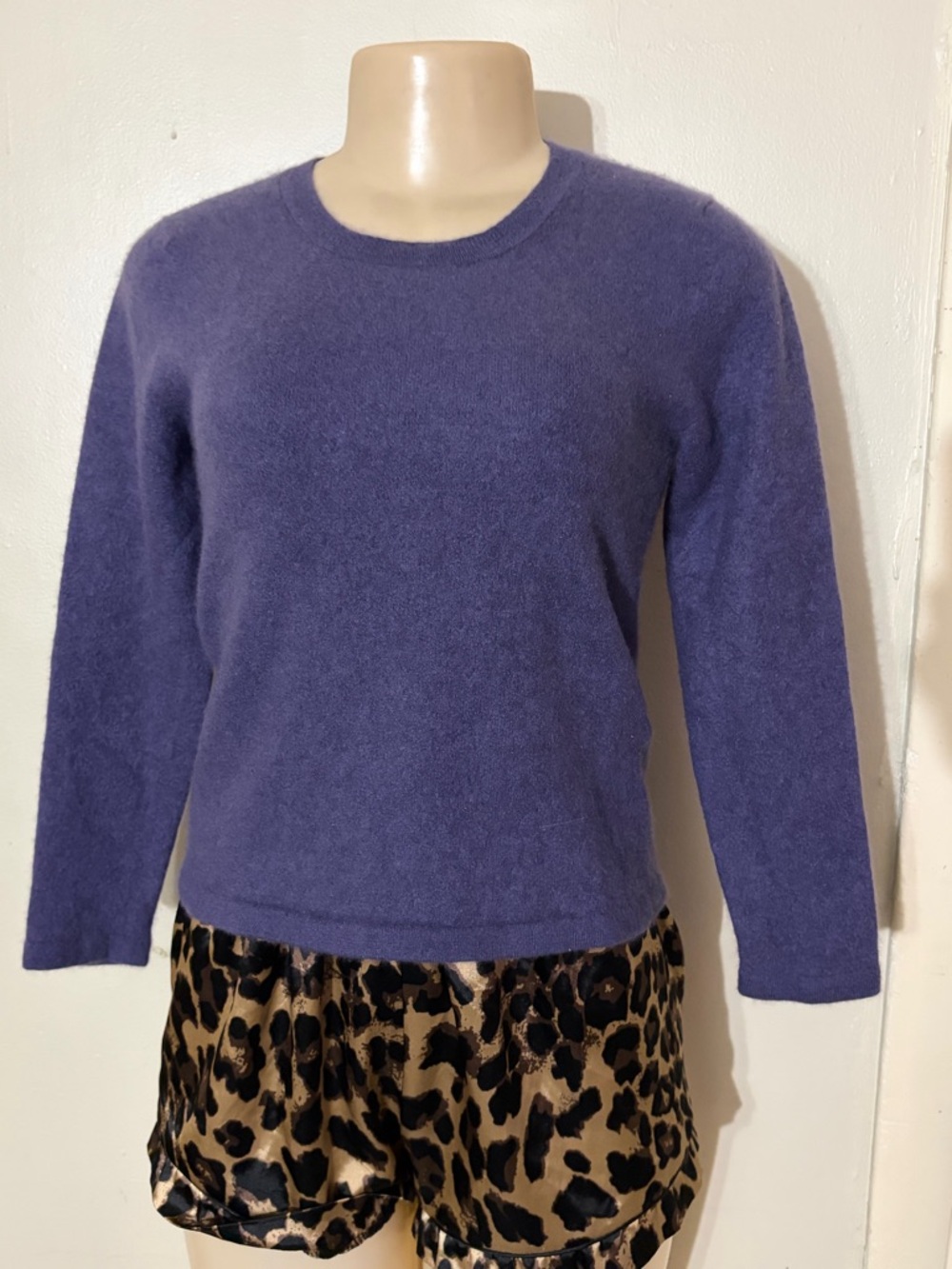 Soft Crewneck Sweater in Lavender Purple - Women's Off-the-Shoulder Style
